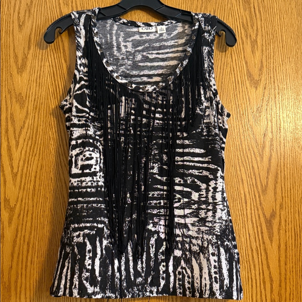 Cato Black and White Abstract Tank Top
